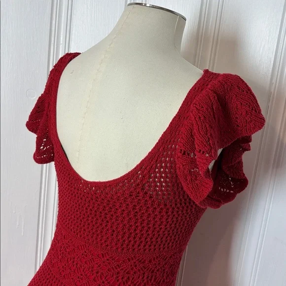 ZARA Red Crochet Dress + Slip Dress Set, 2-in-1 Summer Boho Feminine Size Small - Picture 9 of 16